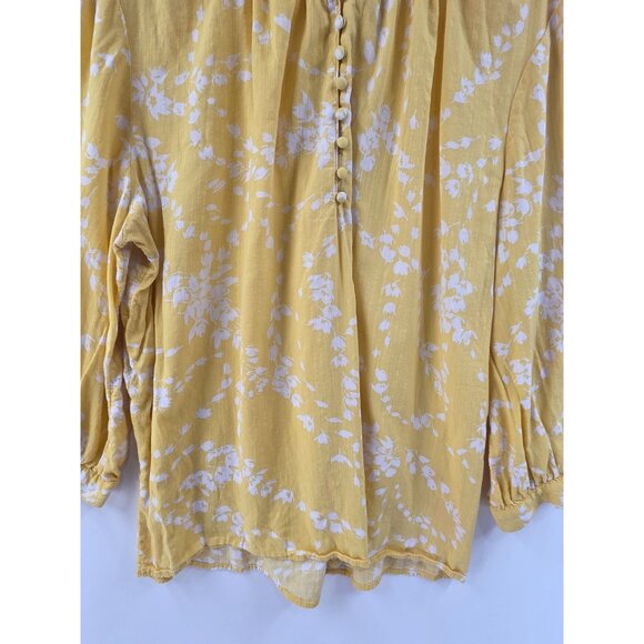St. John's Bay Women's Blouse Button Bodice Long Sleeve Pullover Yellow Size XL - Picture 2 of 6